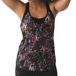 Lululemon Breezy Singlet Floral Sport Black Multi / Black Tank Top Size 10
